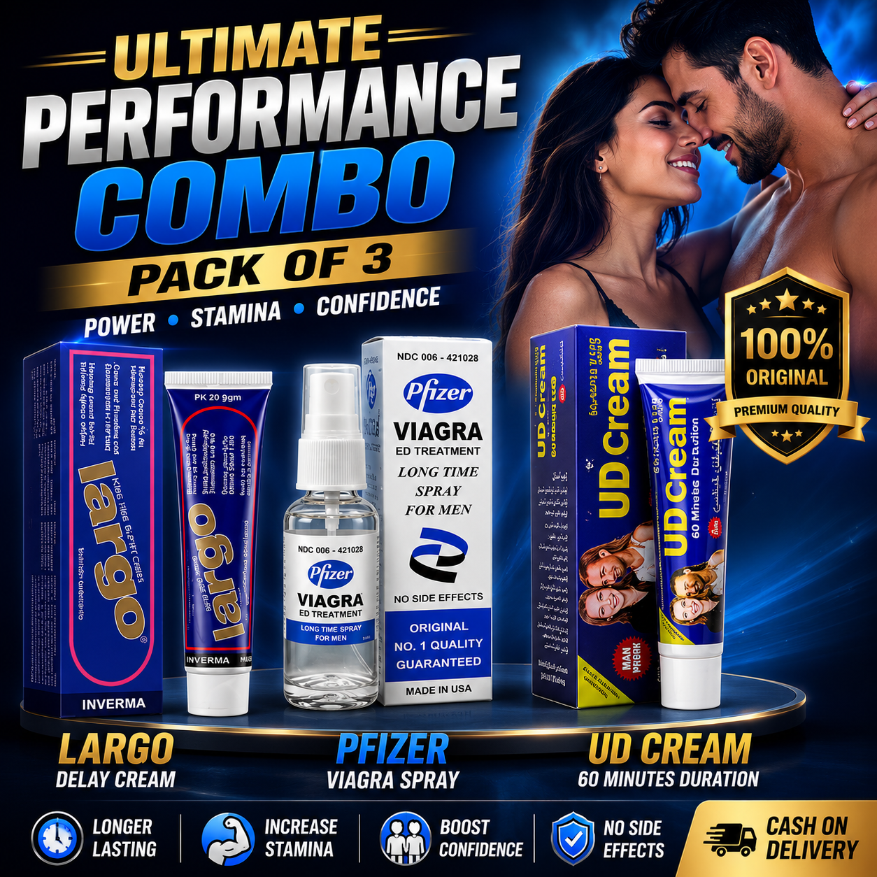 🔥 ULTIMATE PERFORMANCE COMBO 🔥 PACK OF 3-Largo • Pfizer Spray • UD Cream