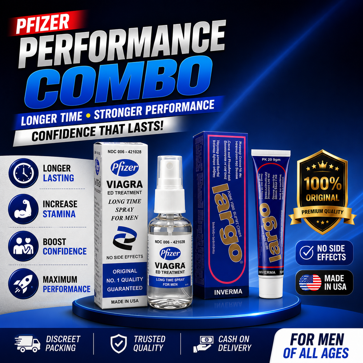 Largo + Pfizer Performance Combo-Original Imported | Cash on Delivery Available