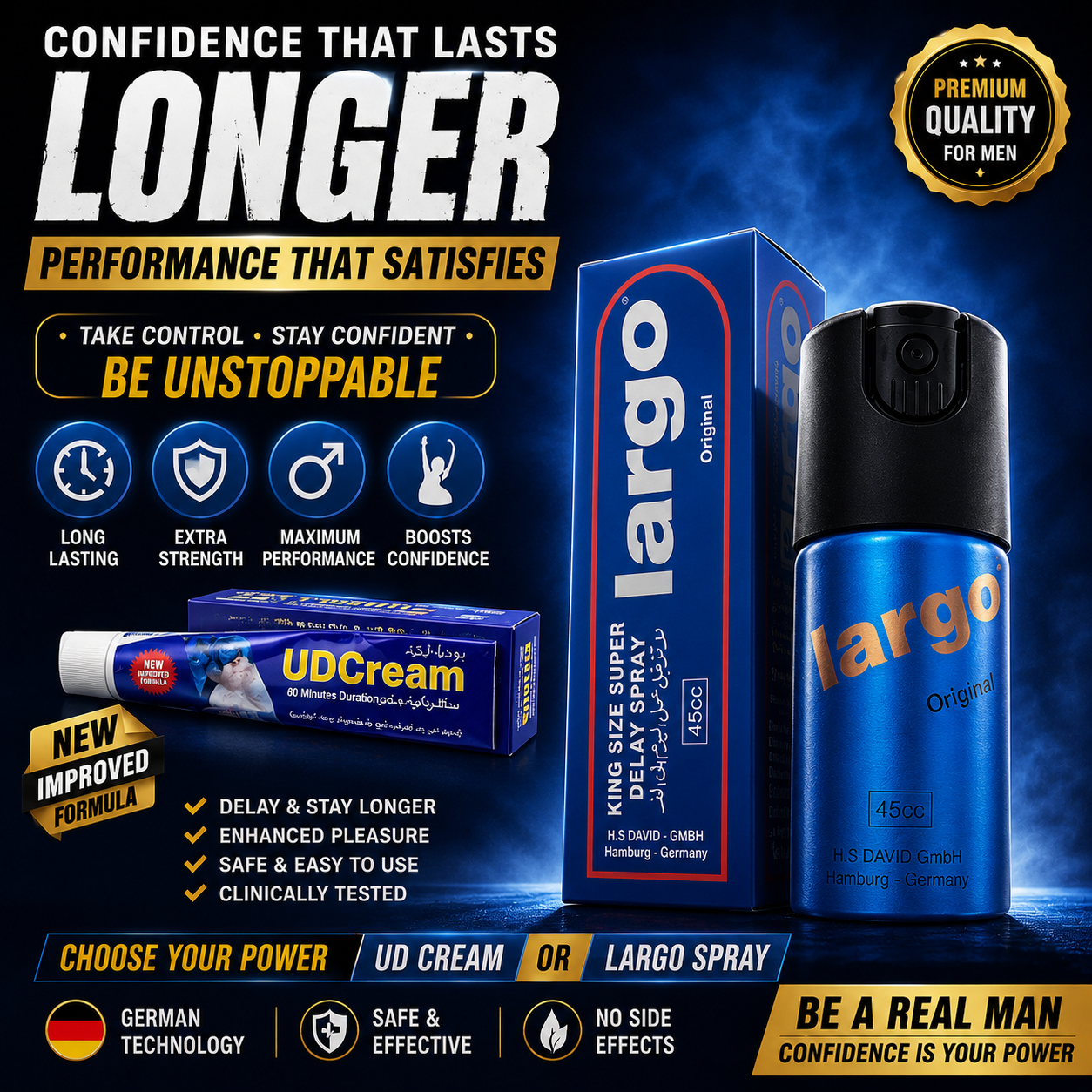 ULTIMATE PERFORMANCE COMBO 🔥 UD CREAM + LARGO SPRAY Longer Performance • Maximum Confidence